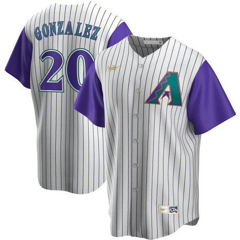 Arizona Diamondbacks #20 Luis Gonzalez Nike Alternate Cooperstown Collection Player MLB Jersey Cream Purple