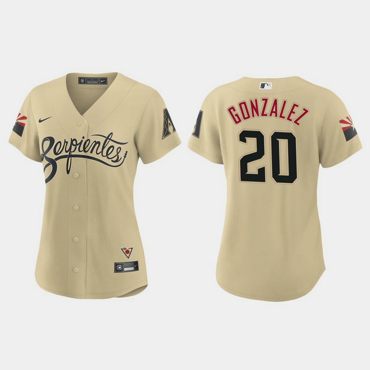 Arizona Diamondbacks #20 Luis Gonzalez Women's Nike 2021 City Connect MLB Jersey Gold