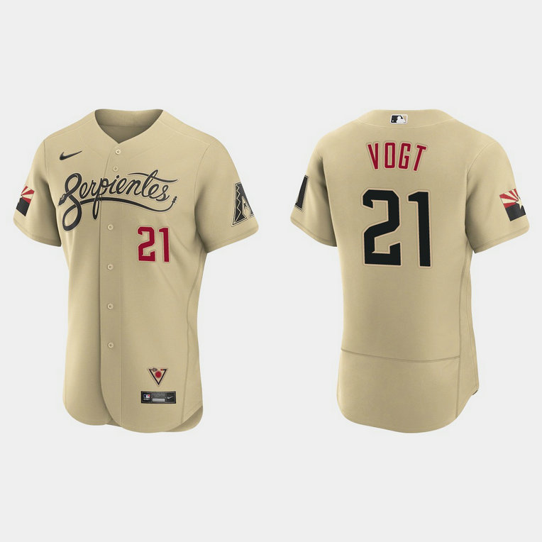 Arizona Diamondbacks #21 Stephen Vogt Men's Nike 2021 City Connect Authentic MLB Jersey Gold