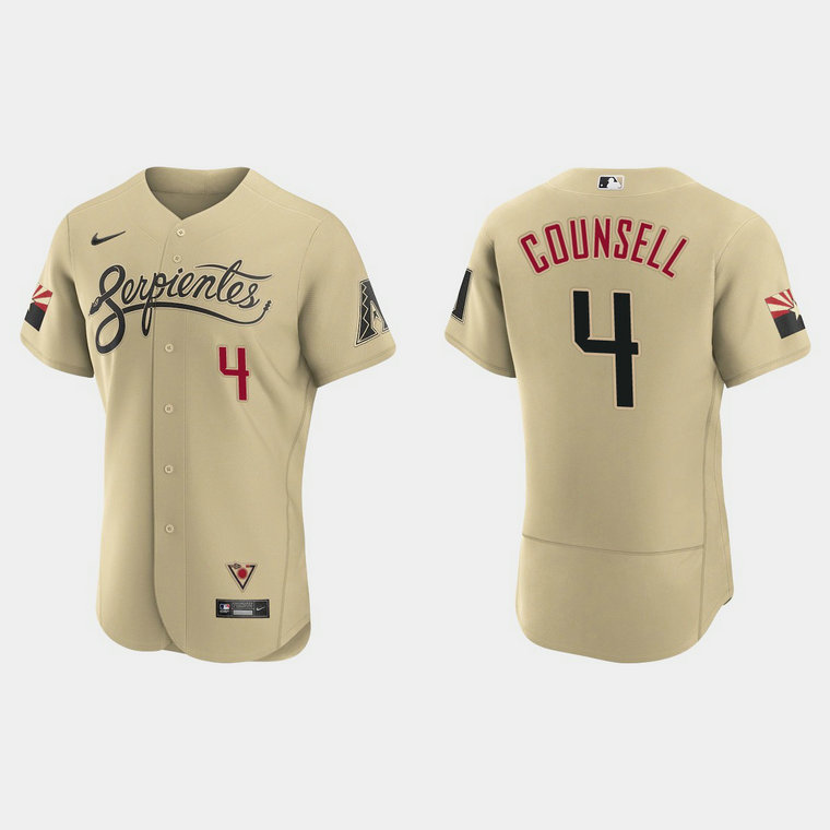 Arizona Diamondbacks #4 Craig Counsell Men's Nike 2021 City Connect Authentic MLB Jersey Gold