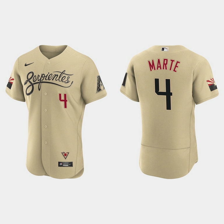 Arizona Diamondbacks #4 Ketel Marte Men's Nike 2021 City Connect Authentic MLB Jersey Gold