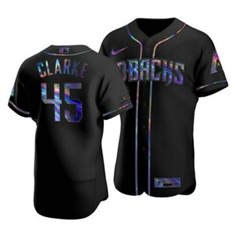Arizona Diamondbacks #45 Taylor Clarke Men's Nike Iridescent Holographic Collection MLB Jersey - Black