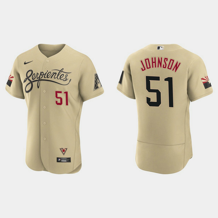 Arizona Diamondbacks #51 Randy Johnson Men's Nike 2021 City Connect Authentic MLB Jersey Gold