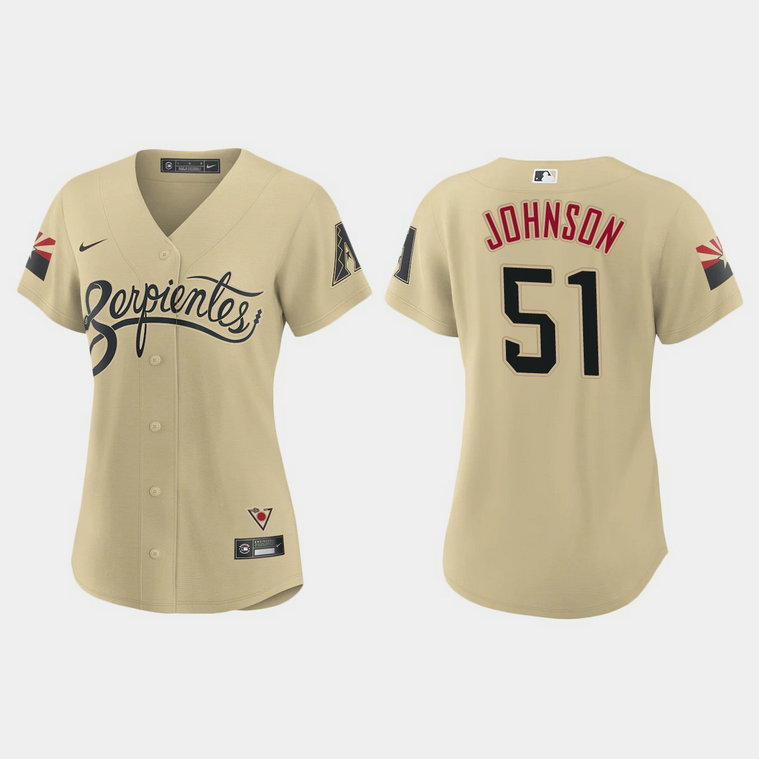 Arizona Diamondbacks #51 Randy Johnson Women's Nike 2021 City Connect MLB Jersey Gold
