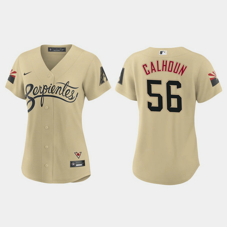 Arizona Diamondbacks #56 Kole Calhoun Women's Nike 2021 City Connect MLB Jersey Gold