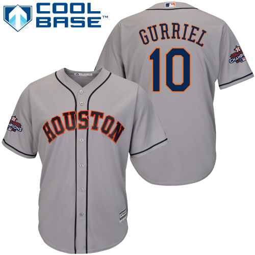 Astros #10 Yuli Gurriel Grey Cool Base 2017 World Series Champions Stitched Youth MLB Jersey