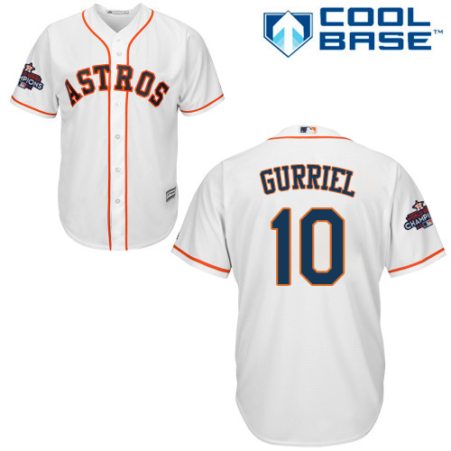 Astros #10 Yuli Gurriel White Cool Base 2017 World Series Champions Stitched Youth MLB Jersey