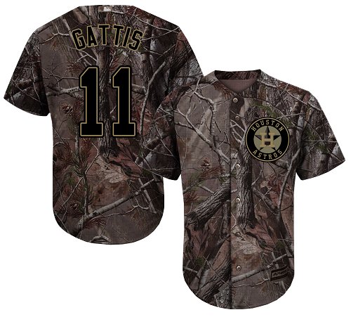 Astros #11 Evan Gattis Camo Realtree Collection Cool Base Stitched Youth Baseball Jersey