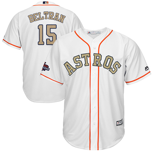 Astros #15 Carlos Beltran White 2018 Gold Program Cool Base Stitched Youth MLB Jersey