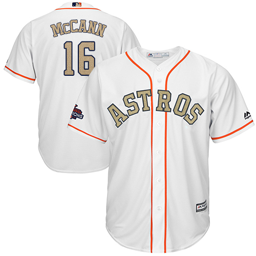 Astros #16 Brian McCann White 2018 Gold Program Cool Base Stitched Youth MLB Jersey