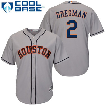 Astros #2 Alex Bregman Grey Cool Base Stitched Youth Baseball