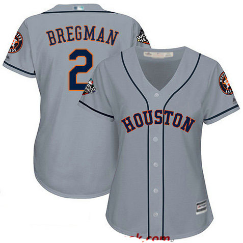 Astros #2 Alex Bregman Grey Road 2019 World Series Bound Women's Stitched Baseball Jersey