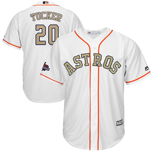 Astros #20 Preston Tucker White 2018 Gold Program Cool Base Stitched Youth MLB Jersey