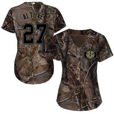 Astros #27 Jose Altuve Camo Realtree Collection Cool Base Women's Stitched Baseball Jersey