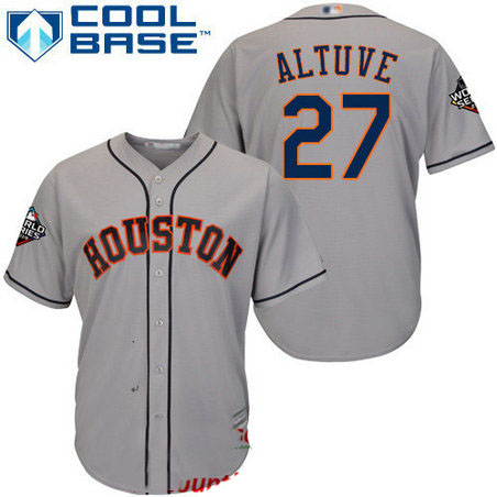 Astros #27 Jose Altuve Grey Cool Base 2019 World Series Bound Stitched Youth Baseball Jersey