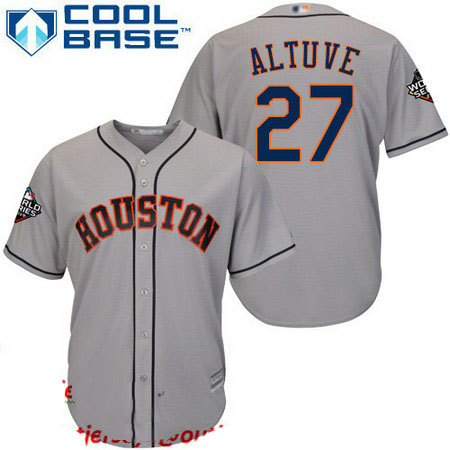 Astros #27 Jose Altuve Grey New Cool Base 2019 World Series Bound Stitched Baseball Jersey