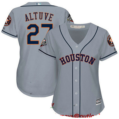 Astros #27 Jose Altuve Grey Road 2019 World Series Bound Women's Stitched Baseball Jersey