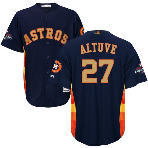 Astros #27 Jose Altuve Navy Blue 2018 Gold Program Cool Base Stitched Youth MLB Jersey
