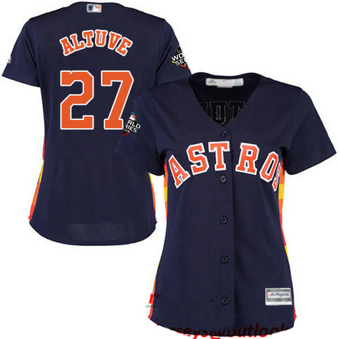 Astros #27 Jose Altuve Navy Blue Alternate 2019 World Series Bound Women's Stitched Baseball Jersey
