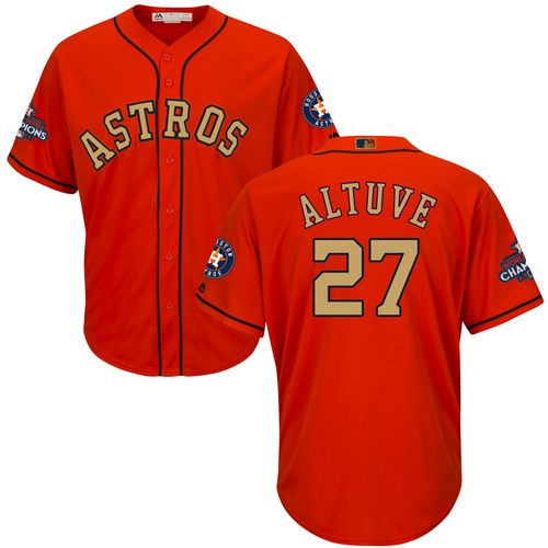 Astros #27 Jose Altuve Orange 2018 Gold Program Cool Base Stitched Youth MLB Jersey