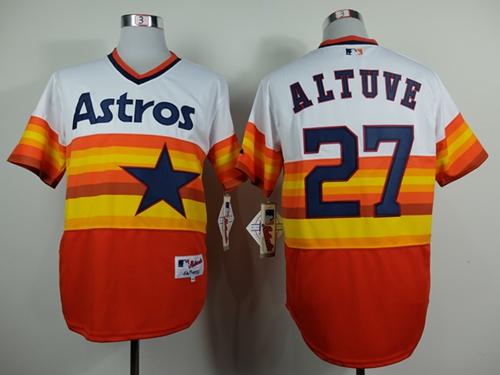 Astros #27 Jose Altuve White Orange 1980 Turn Back The Clock Stitched MLB Jersey