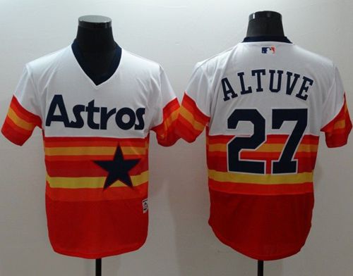 Astros #27 Jose Altuve White Orange Flexbase Authentic Collection Cooperstown Stitched MLB Jersey