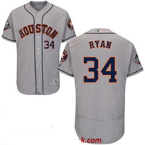 Astros #34 Nolan Ryan Grey Flexbase Authentic Collection 2019 World Series Bound Stitched Baseball Jersey