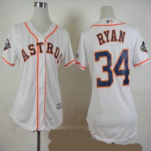Astros #34 Nolan Ryan White Home 2019 World Series Bound Women's Stitched Baseball Jersey