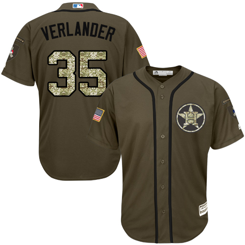 Astros #35 Justin Verlander Green Salute to Service Stitched Youth MLB Jersey