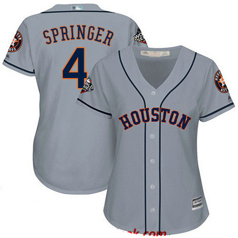 Astros #4 George Springer Grey Road 2019 World Series Bound Women's Stitched Baseball Jersey