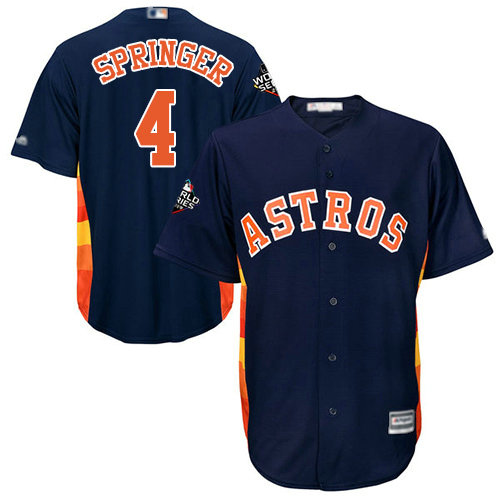Astros #4 George Springer Navy Blue Cool Base 2019 World Series Bound Stitched Youth Baseball Jersey