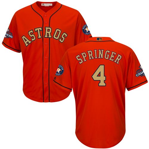 Astros #4 George Springer Orange 2018 Gold Program Cool Base Stitched Youth MLB Jersey