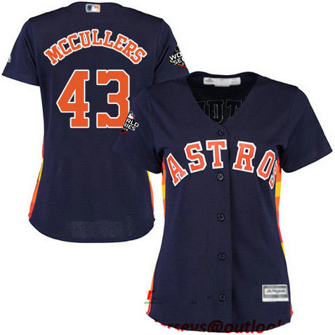 Astros #43 Lance McCullers Navy Blue Alternate 2019 World Series Bound Women's Stitched Baseball Jersey