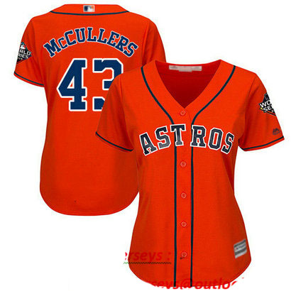 Astros #43 Lance McCullers Orange Alternate 2019 World Series Bound Women's Stitched Baseball Jersey