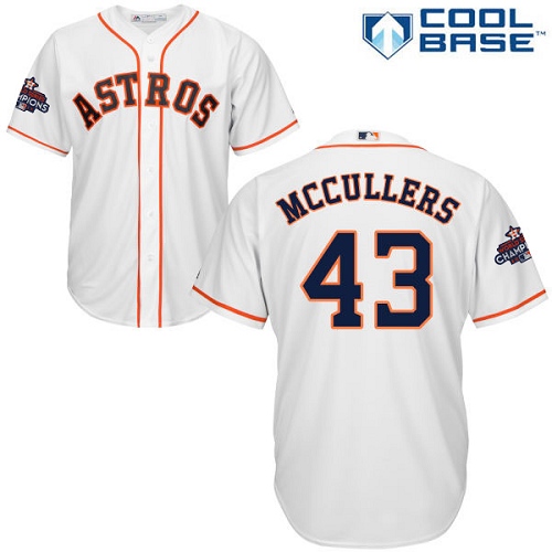 Astros #43 Lance McCullers White Cool Base 2017 World Series Champions Stitched Youth MLB Jersey