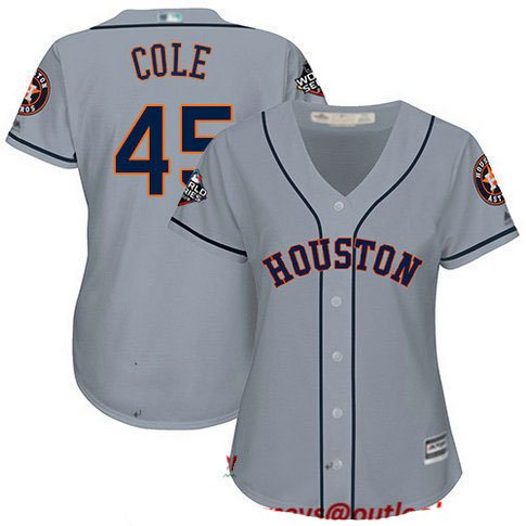 Astros #45 Gerrit Cole Grey Road 2019 World Series Bound Women's Stitched Baseball Jersey