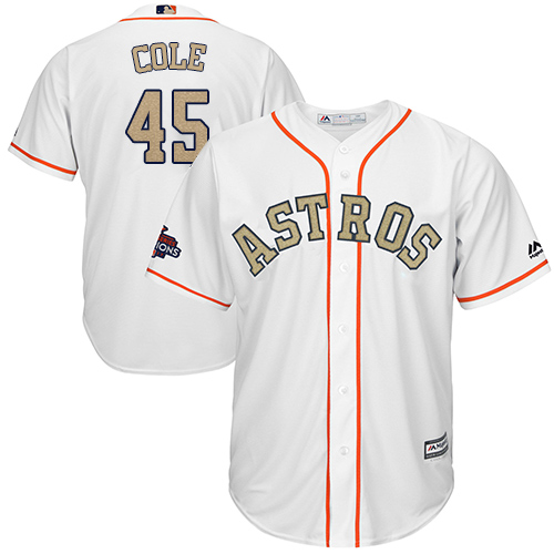 Astros #45 Gerrit Cole White 2018 Gold Program Cool Base Stitched Youth MLB Jersey
