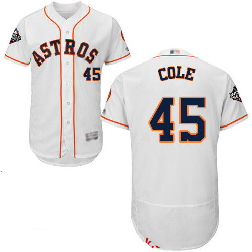 Astros #45 Gerrit Cole White Flexbase Authentic Collection 2019 World Series Bound Stitched Baseball Jersey
