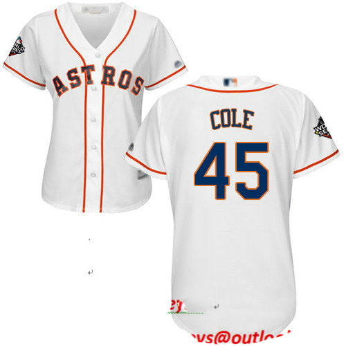Astros #45 Gerrit Cole White Home 2019 World Series Bound Women's Stitched Baseball Jersey