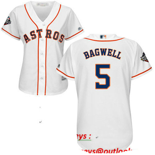 Astros #5 Jeff Bagwell White Home 2019 World Series Bound Women's Stitched Baseball Jersey