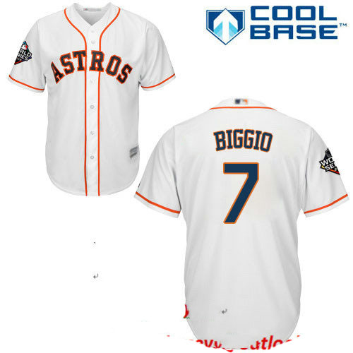 Astros #7 Craig Biggio White Cool Base 2019 World Series Bound Stitched Youth Baseball Jersey