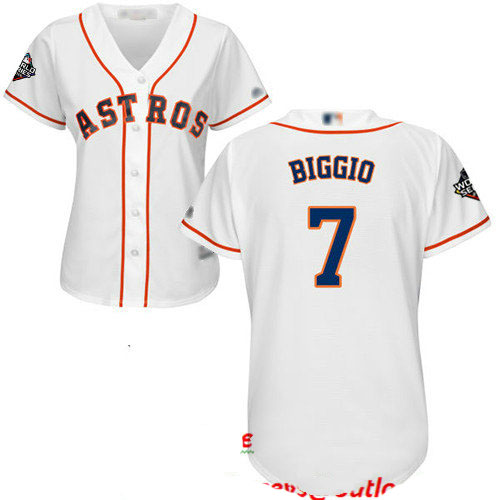 Astros #7 Craig Biggio White Home 2019 World Series Bound Women's Stitched Baseball Jersey