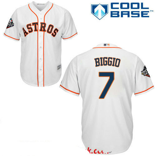 Astros #7 Craig Biggio White New Cool Base 2019 World Series Bound Stitched Baseball Jersey