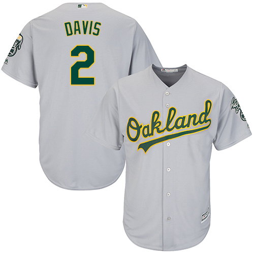 Athletics #2 Khris Davis Grey Cool Base Stitched Youth Baseball Jersey