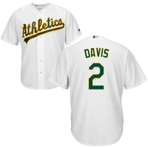 Athletics #2 Khris Davis White Cool Base Stitched Youth Baseball Jersey