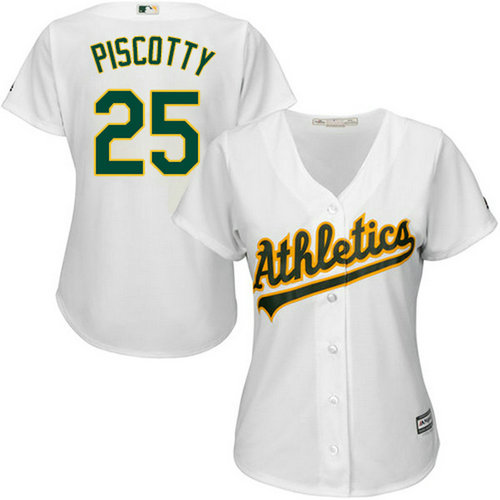 Athletics #25 Stephen Piscotty White Home Women's Stitched MLB Jersey_1