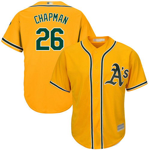 Athletics #26 Matt Chapman Gold Cool Base Stitched Youth Baseball Jersey