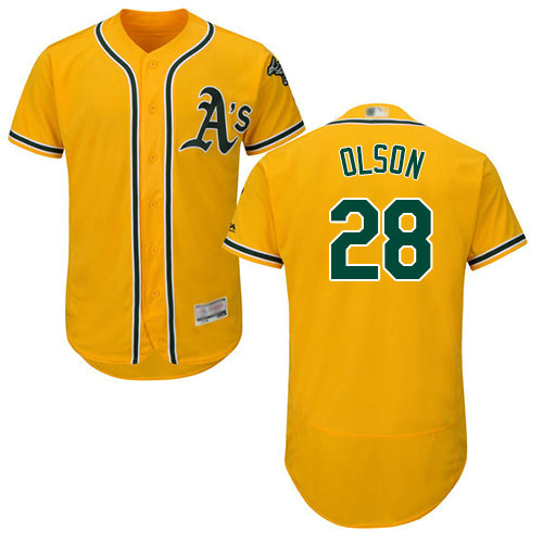 Athletics #28 Matt Olson Gold Flexbase Authentic Collection Stitched Baseball Jersey