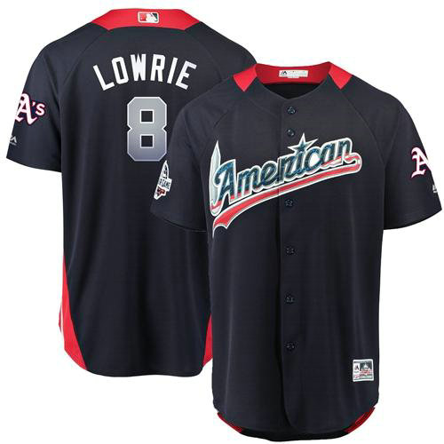 Athletics #8 Jed Lowrie Navy Blue 2018 All-Star American League Stitched Baseball Jersey