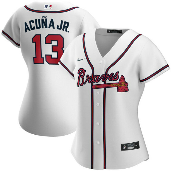 Atlanta Braves #13 Ronald Acuna Jr. Nike Women's Home 2020 MLB Player Jersey White